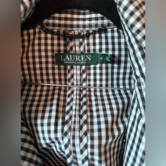 Lauren Ralph Lauren Black & White Gingham / Check  trench coat size 12 - Picture 2 of 12